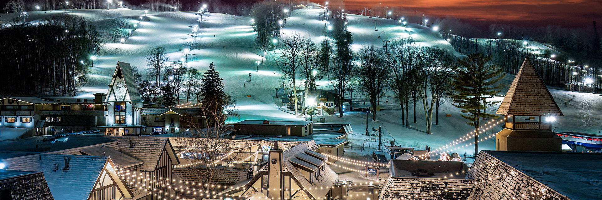 Boyne Mountain Winter at Sunset