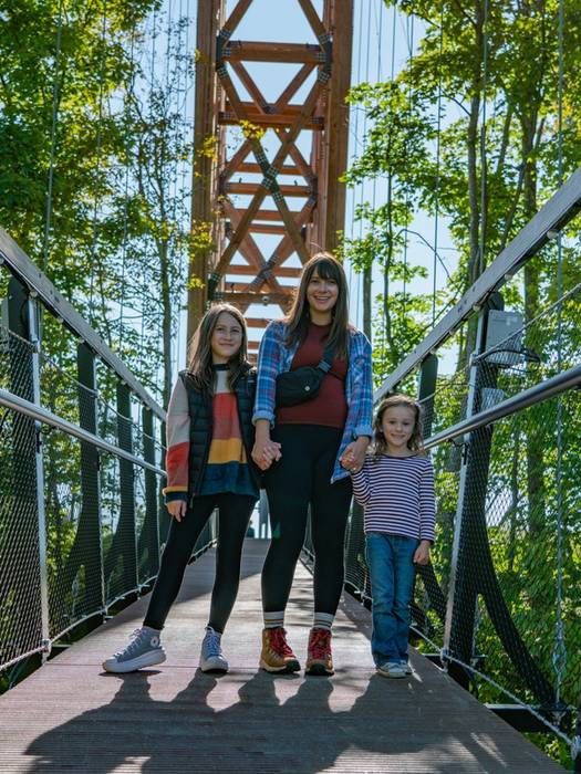 mother and kids on SkyBridge Michigan