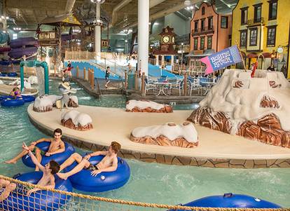 Boys floating in the lazy river.
