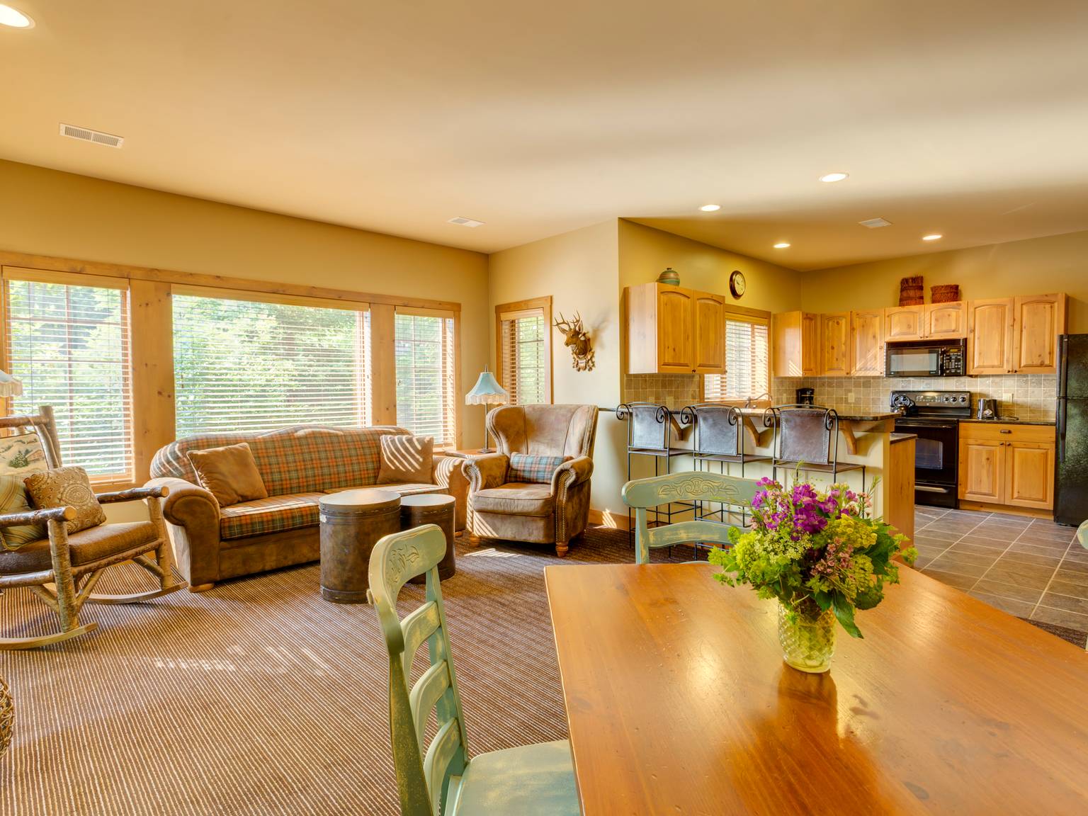 creekside apartment living room