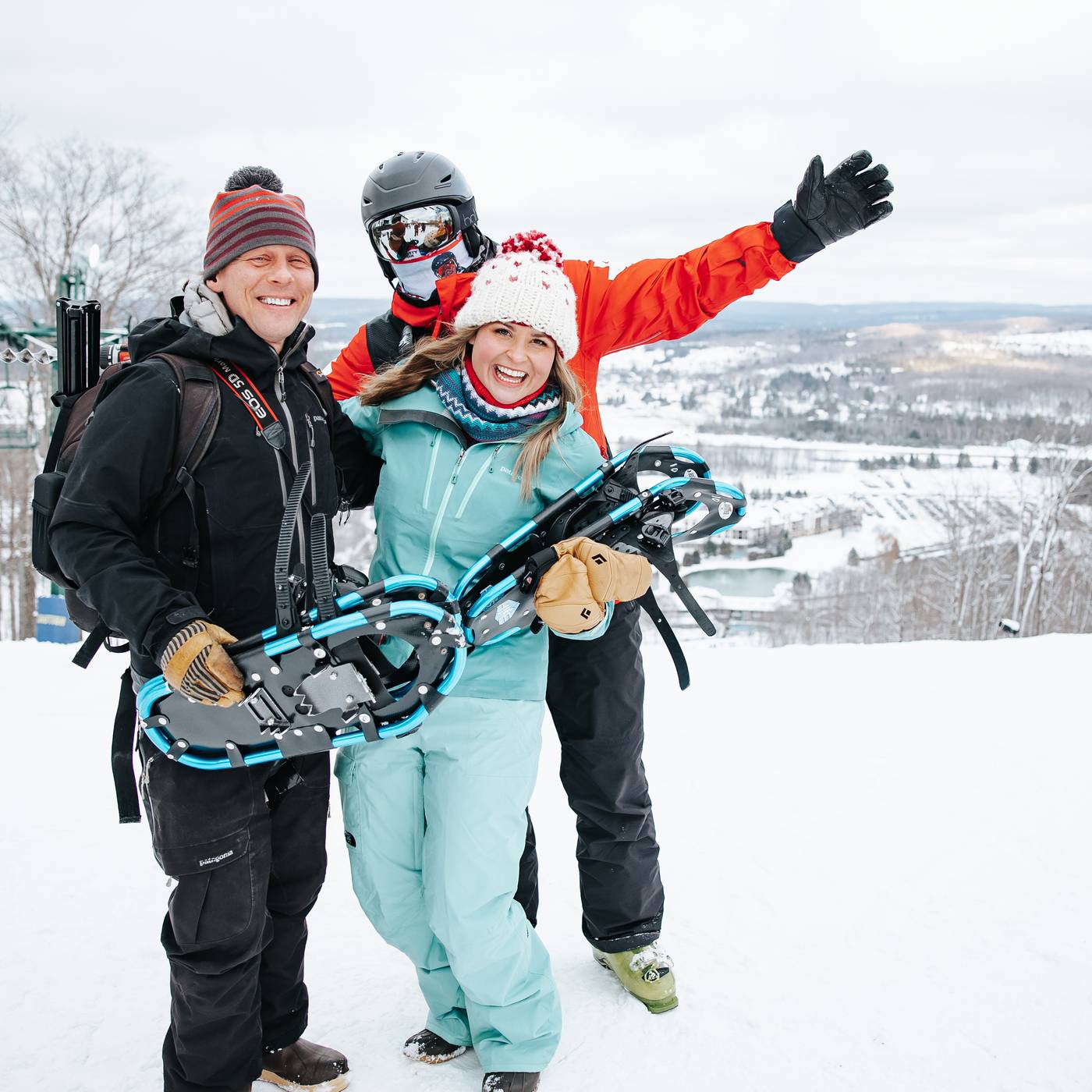 People snowshoeing on the top of Hemlock