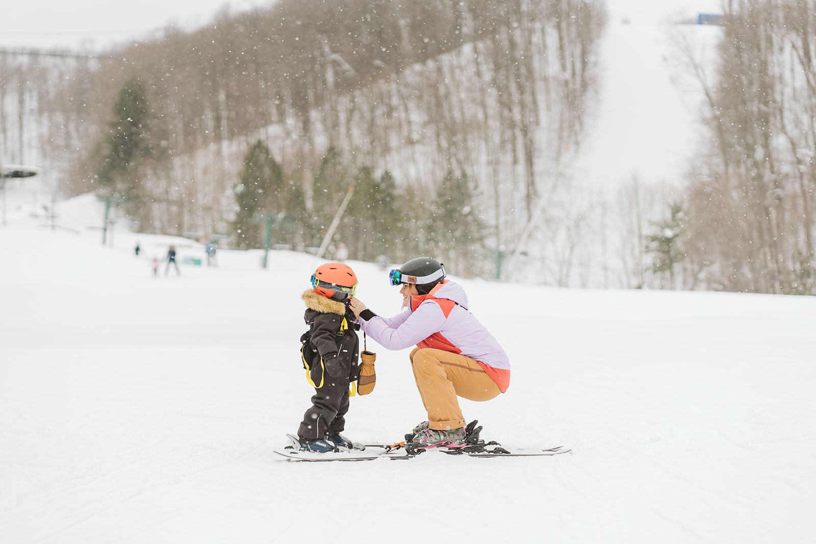 Mom and Son on ski slopes