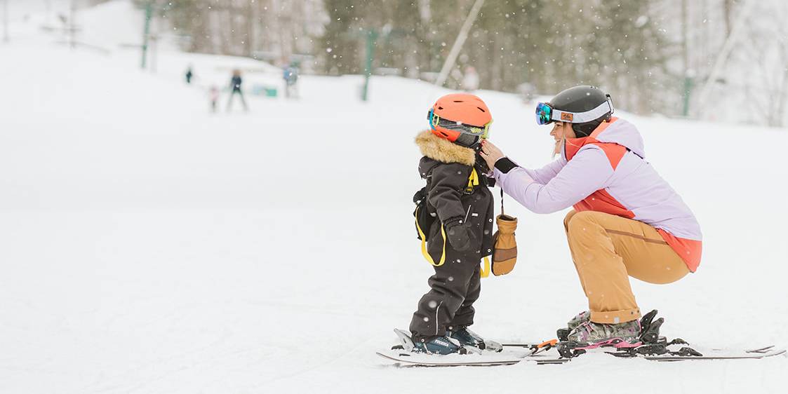 Mom and Son on ski slopes