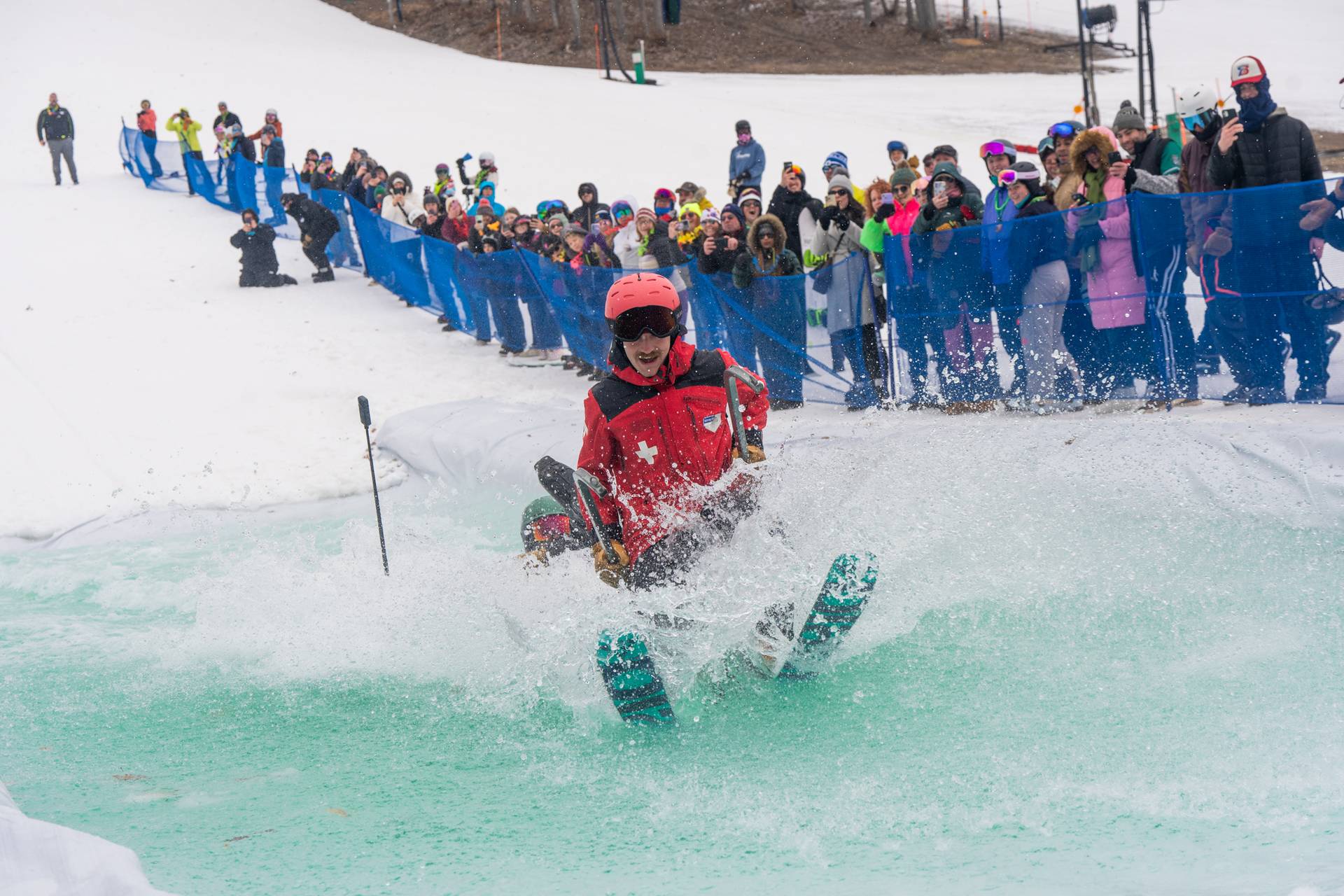 ski patrol doing slush cup