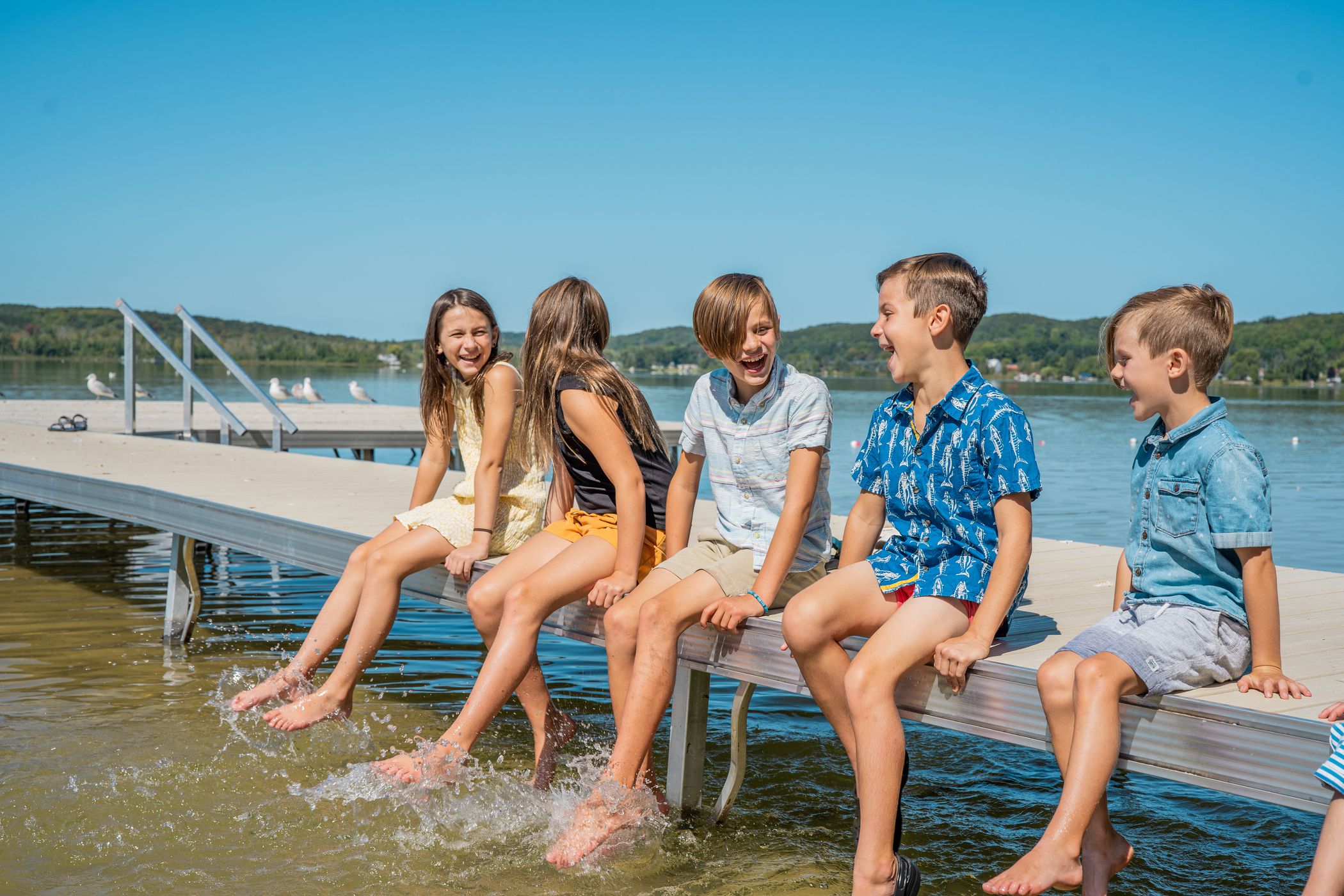 kids on a dock