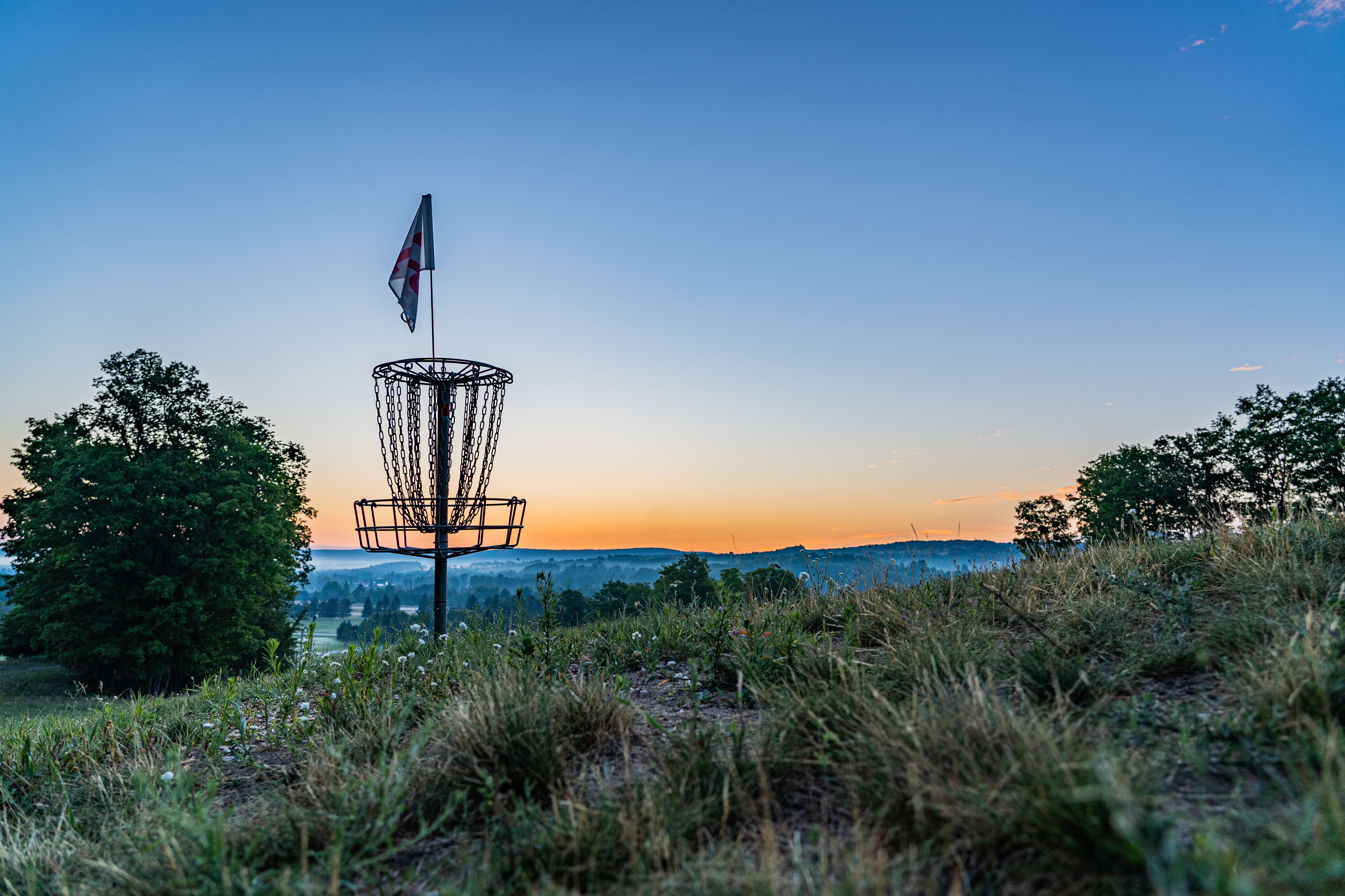 sunset at disc golf course