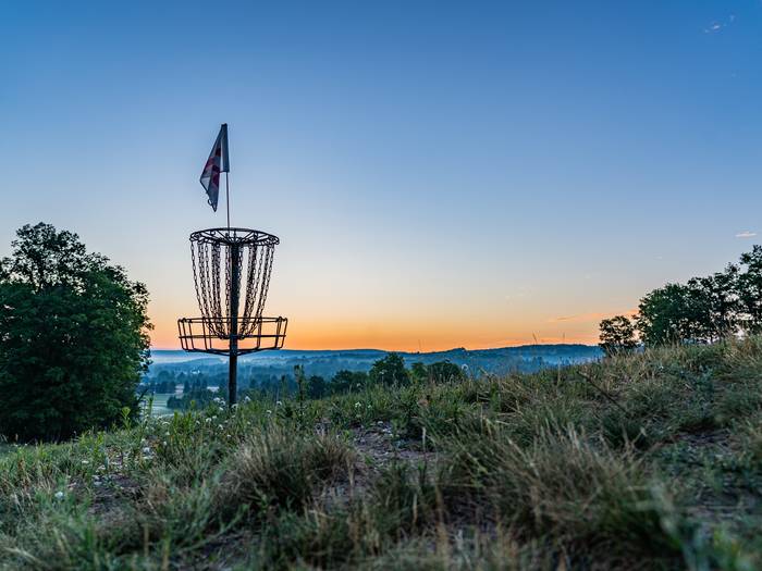 sunset at disc golf course