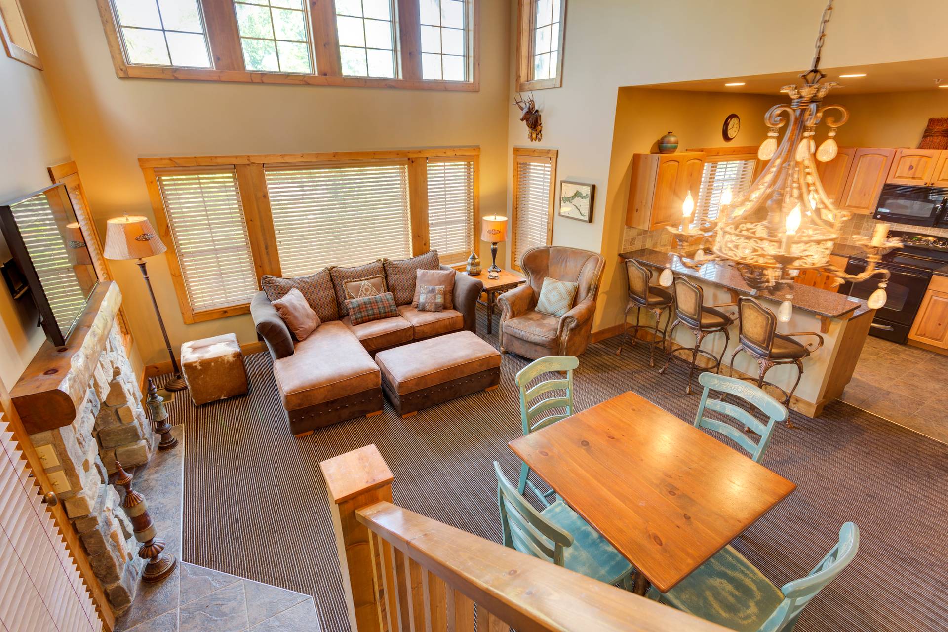 creekside condo living space