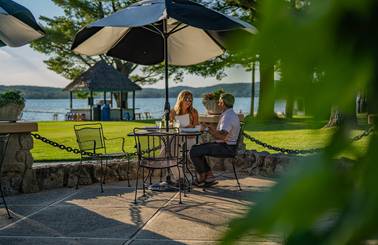 couple on beach house patio