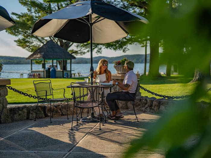 couple eating at beach house