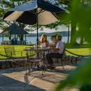 couple dining at the beach house