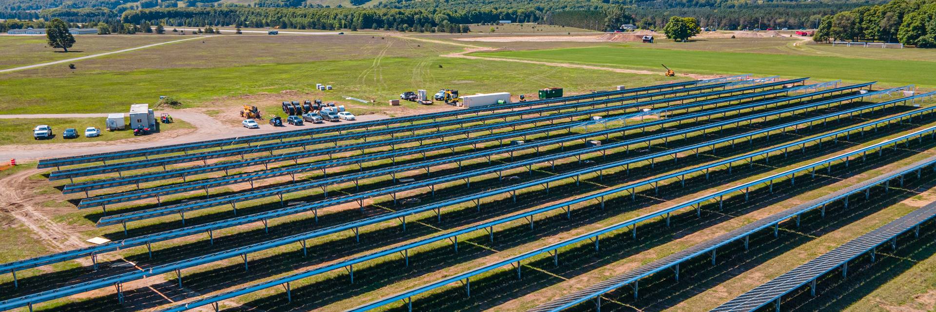 Solar fields at Boyne Mountain seen from above