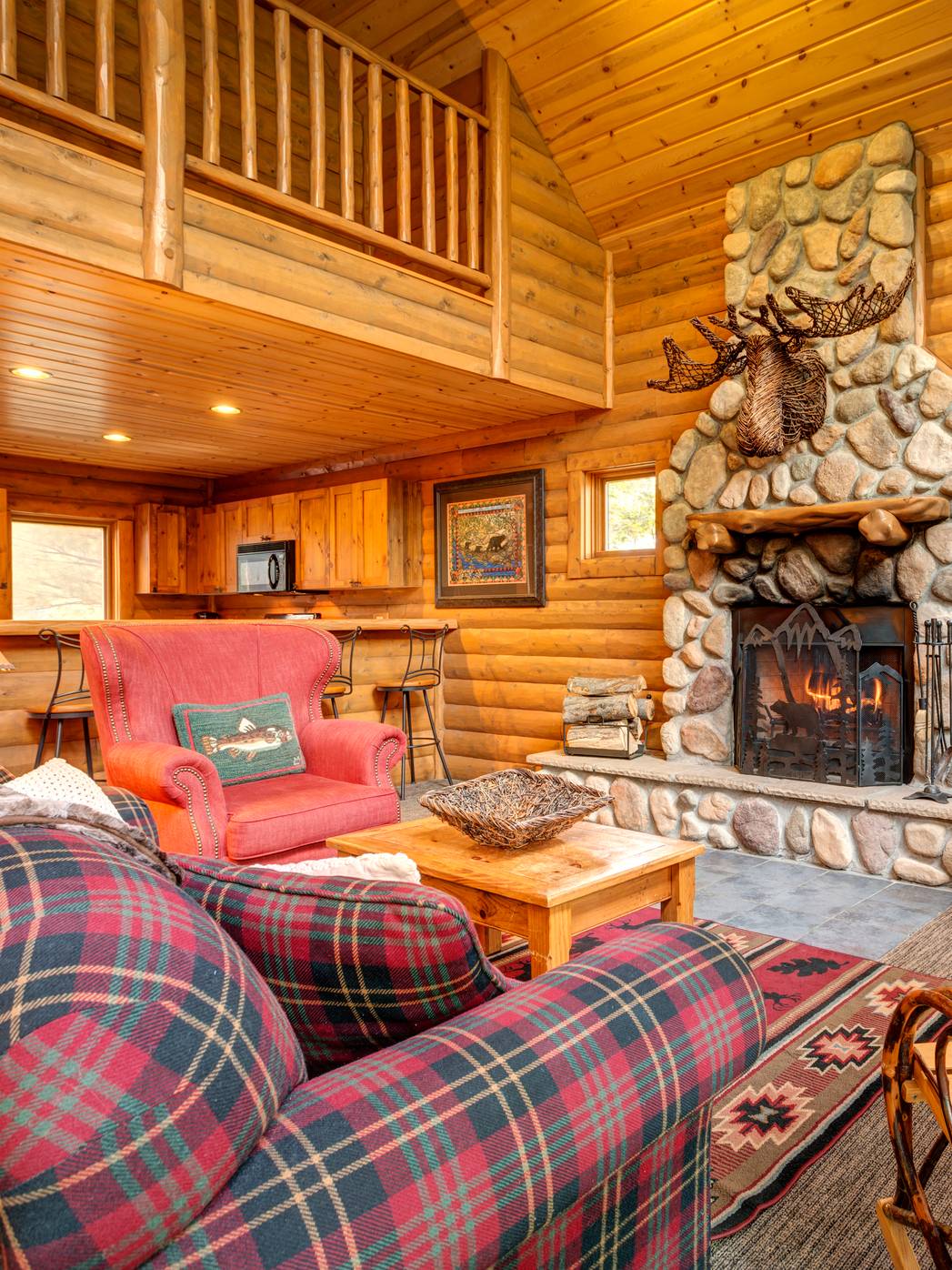 living room of mountain cabin