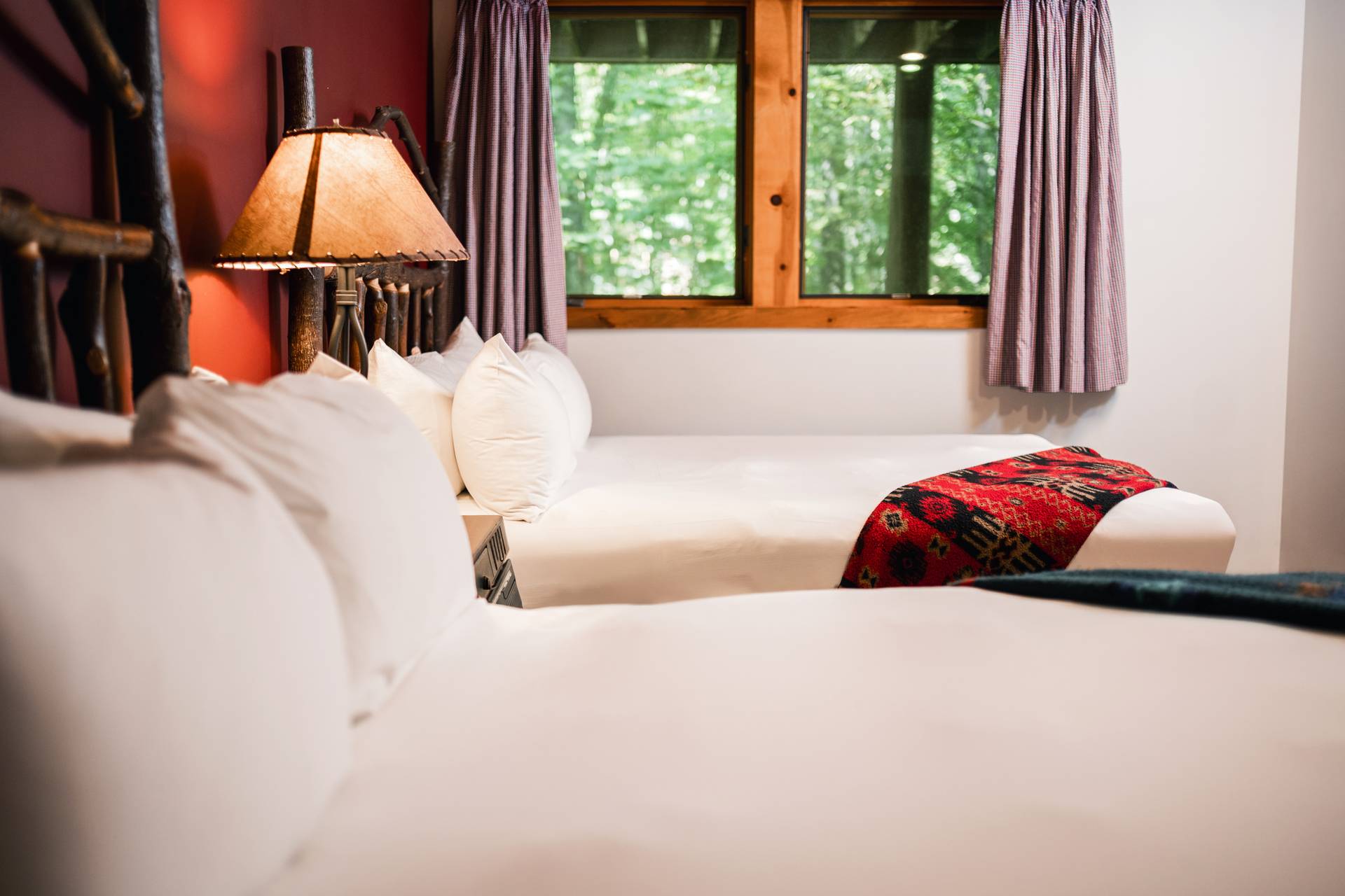 double queen room in a mountain cabin