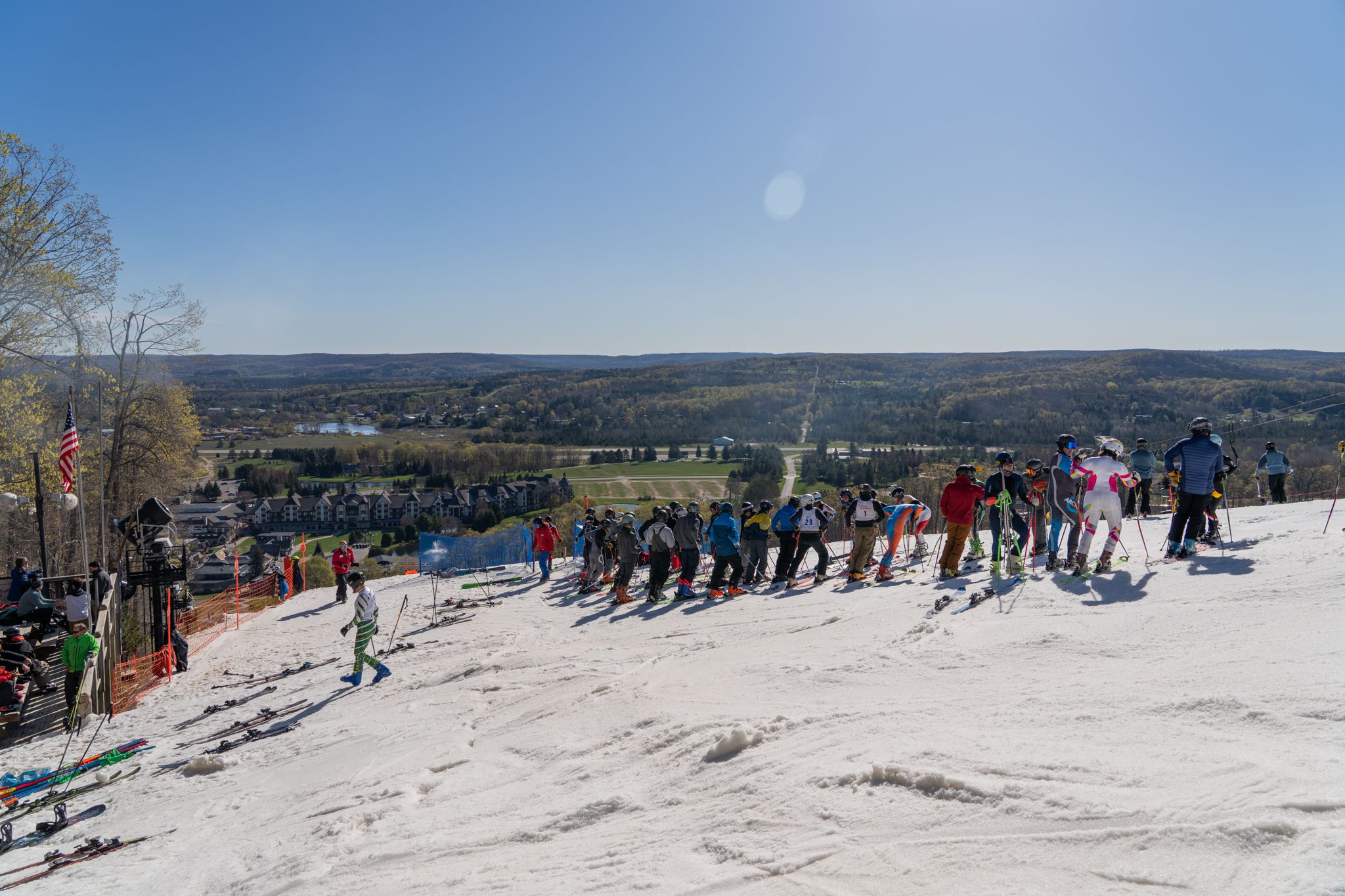 skiers at the top of hemlock open course