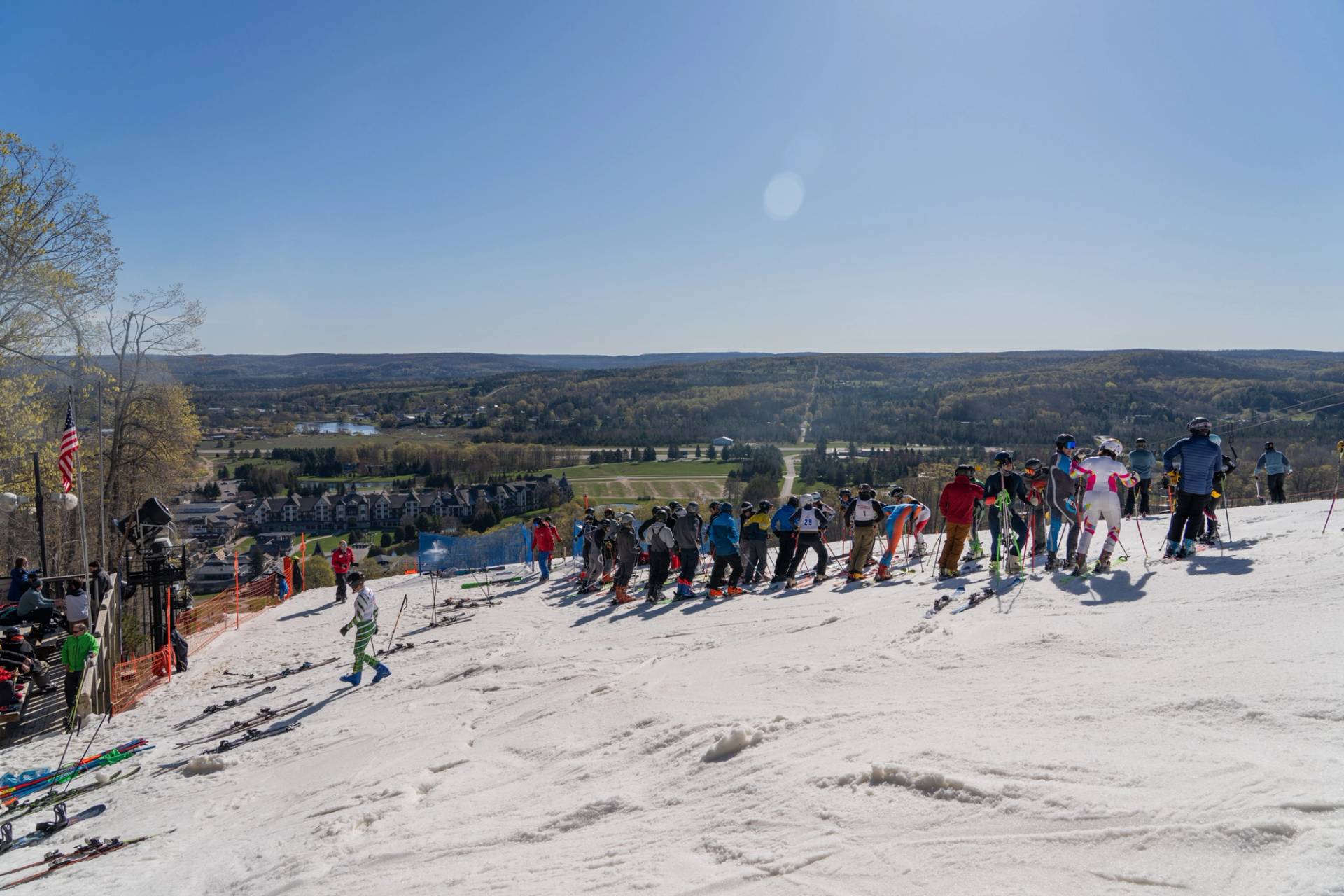 skiers at the top of hemlock open course
