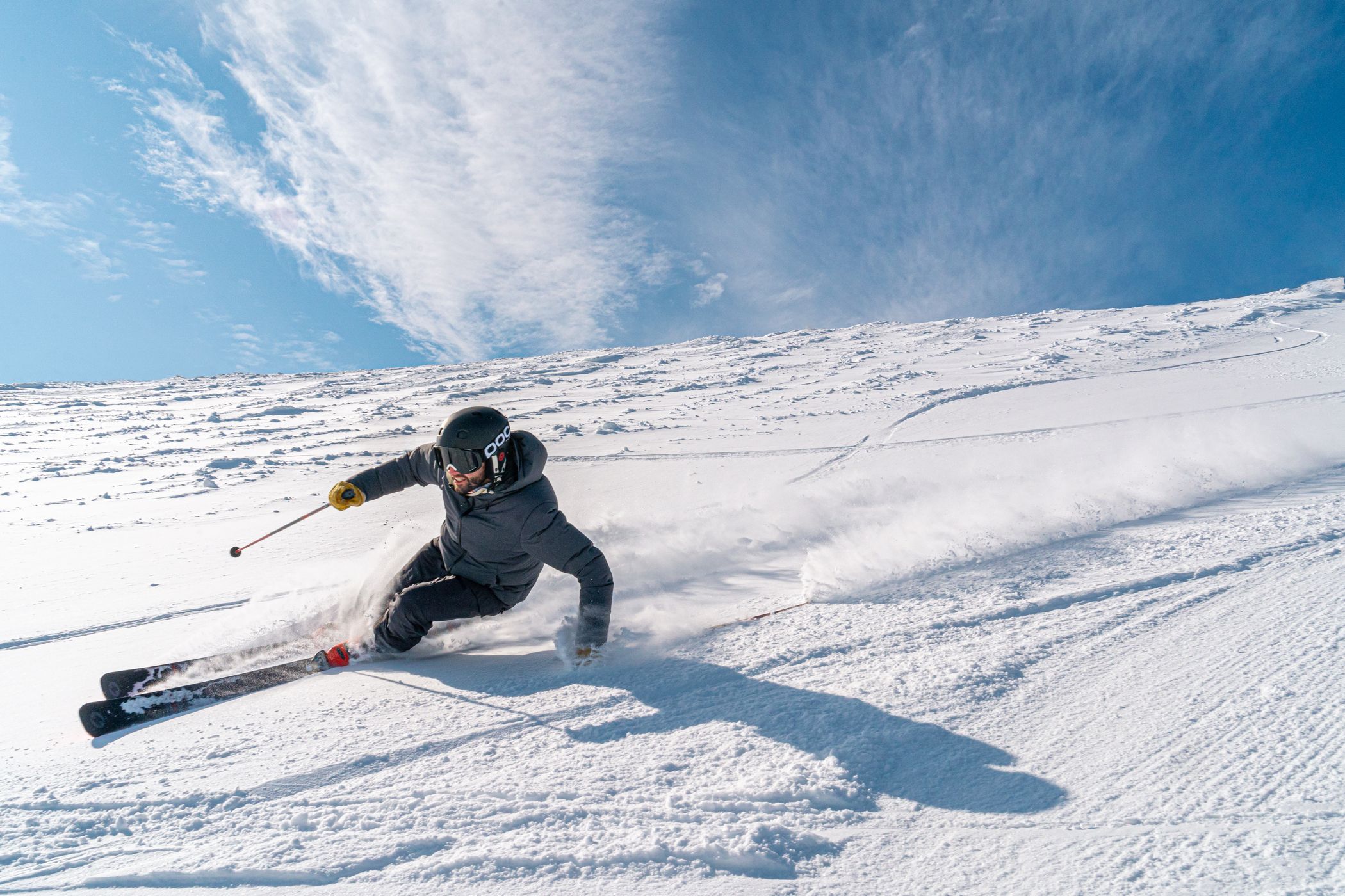 Skier shredding the slope