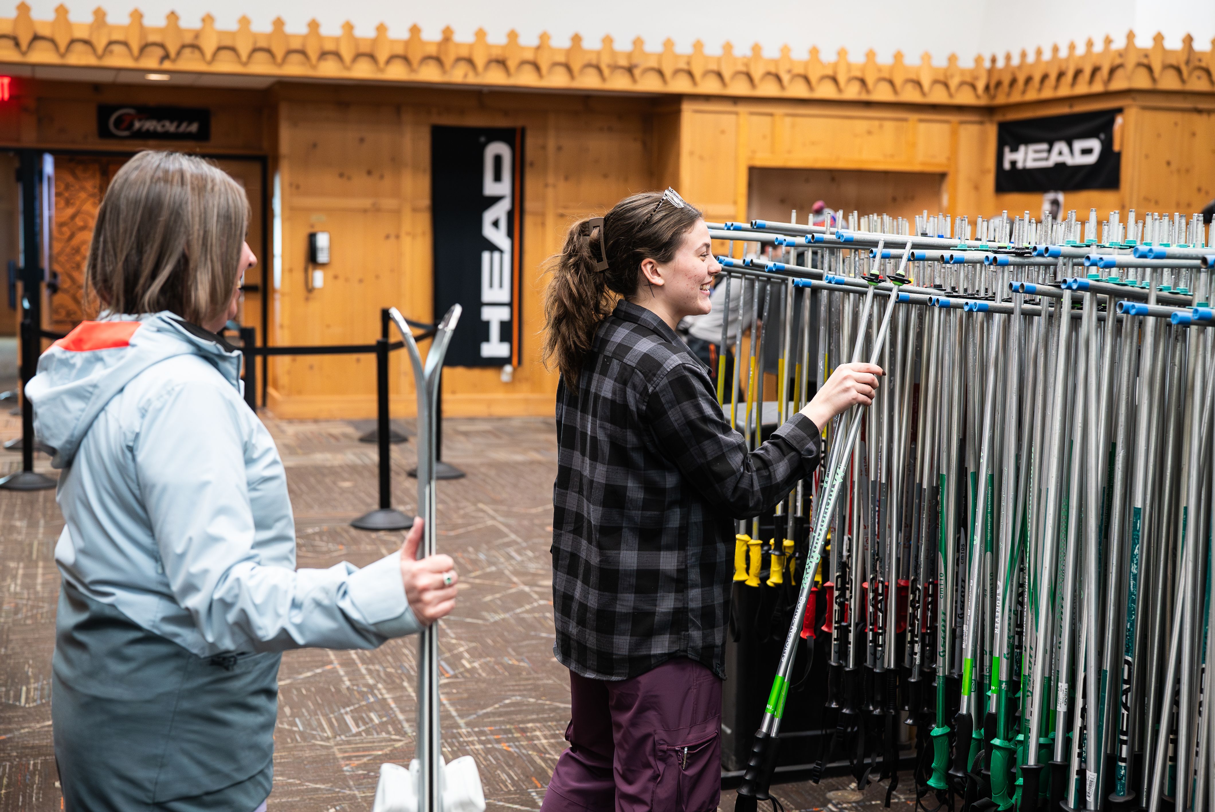 Ladies getting ski rentals