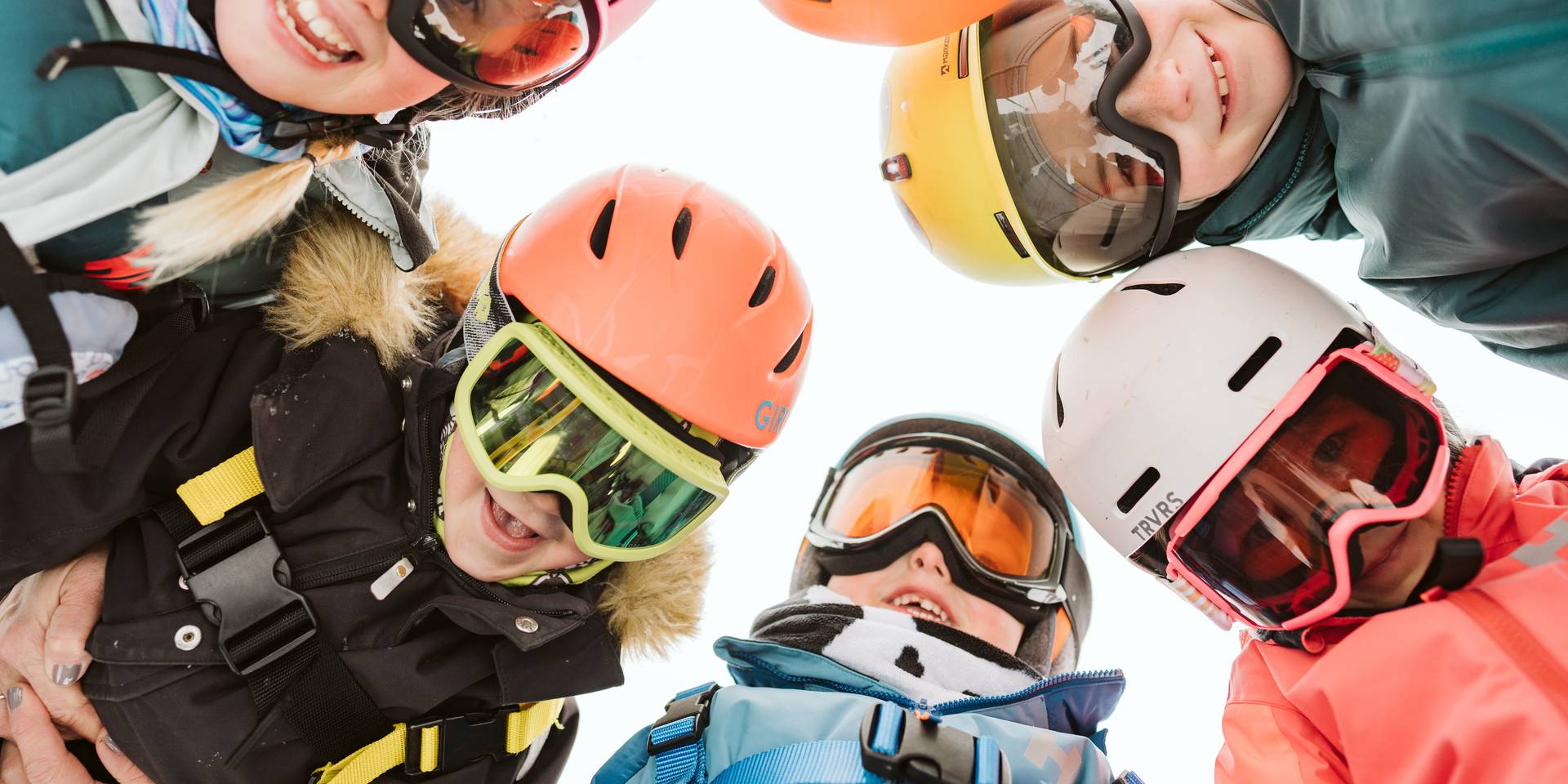 kids laughing on ski hill
