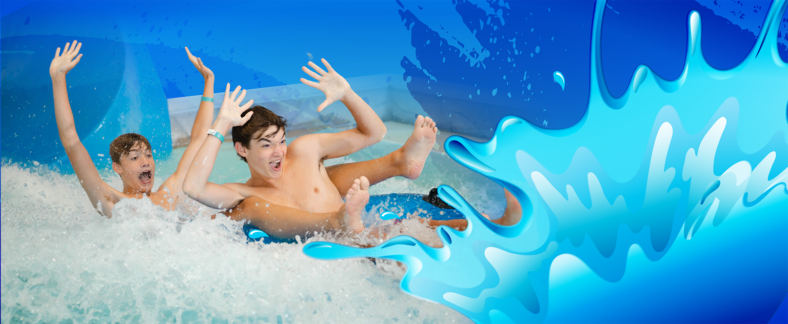 Splashing on slide at Avalanche Bay