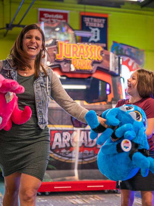 Mom and daughter at Avalanche Bay Arcade.