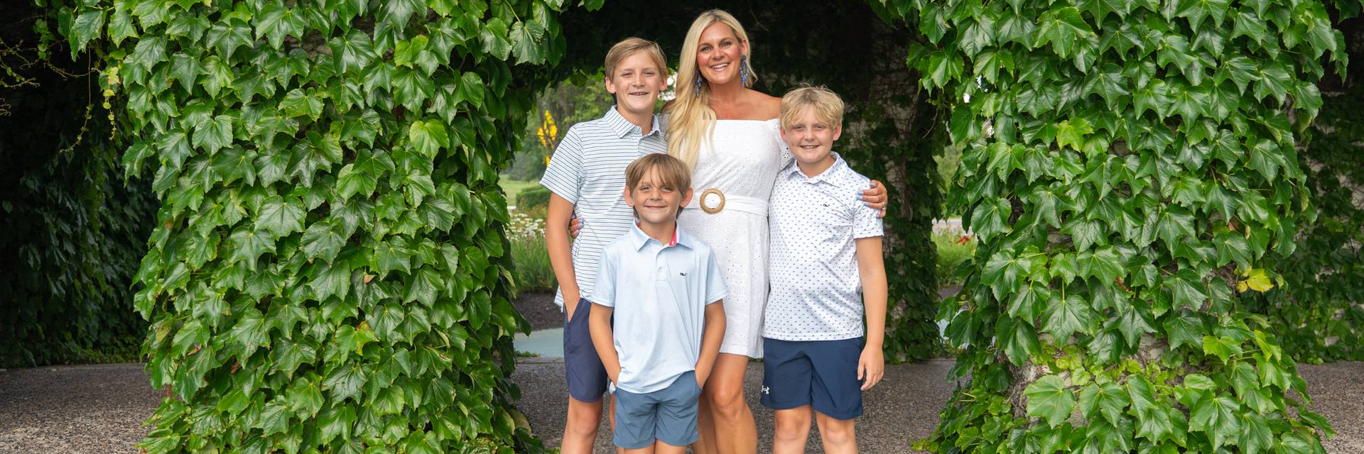Mom with three boys for Mother's Day brunch