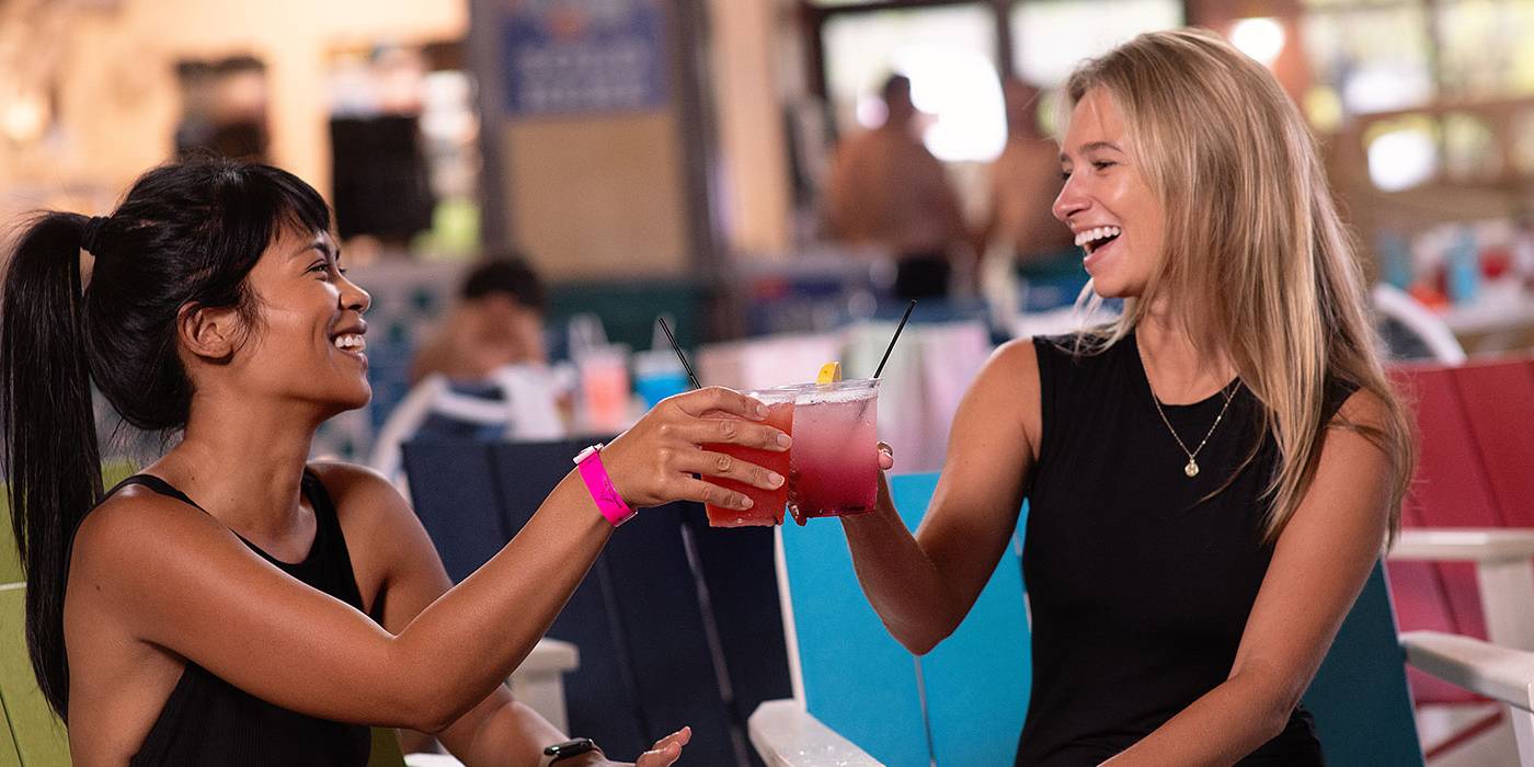 Moms cheers drinks at waterpark