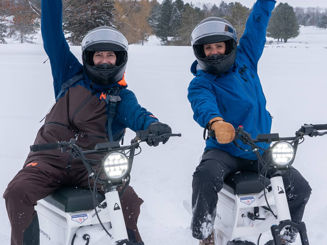 Two people on MoonBikes