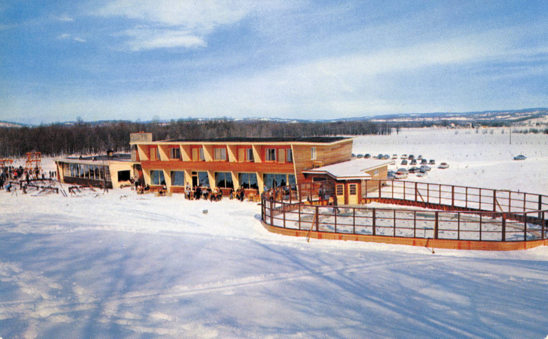 Archive photo of one of the first lodging options at Boyne Mountain