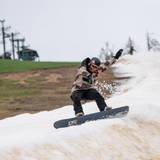 Snowboarder on Victor Glacier