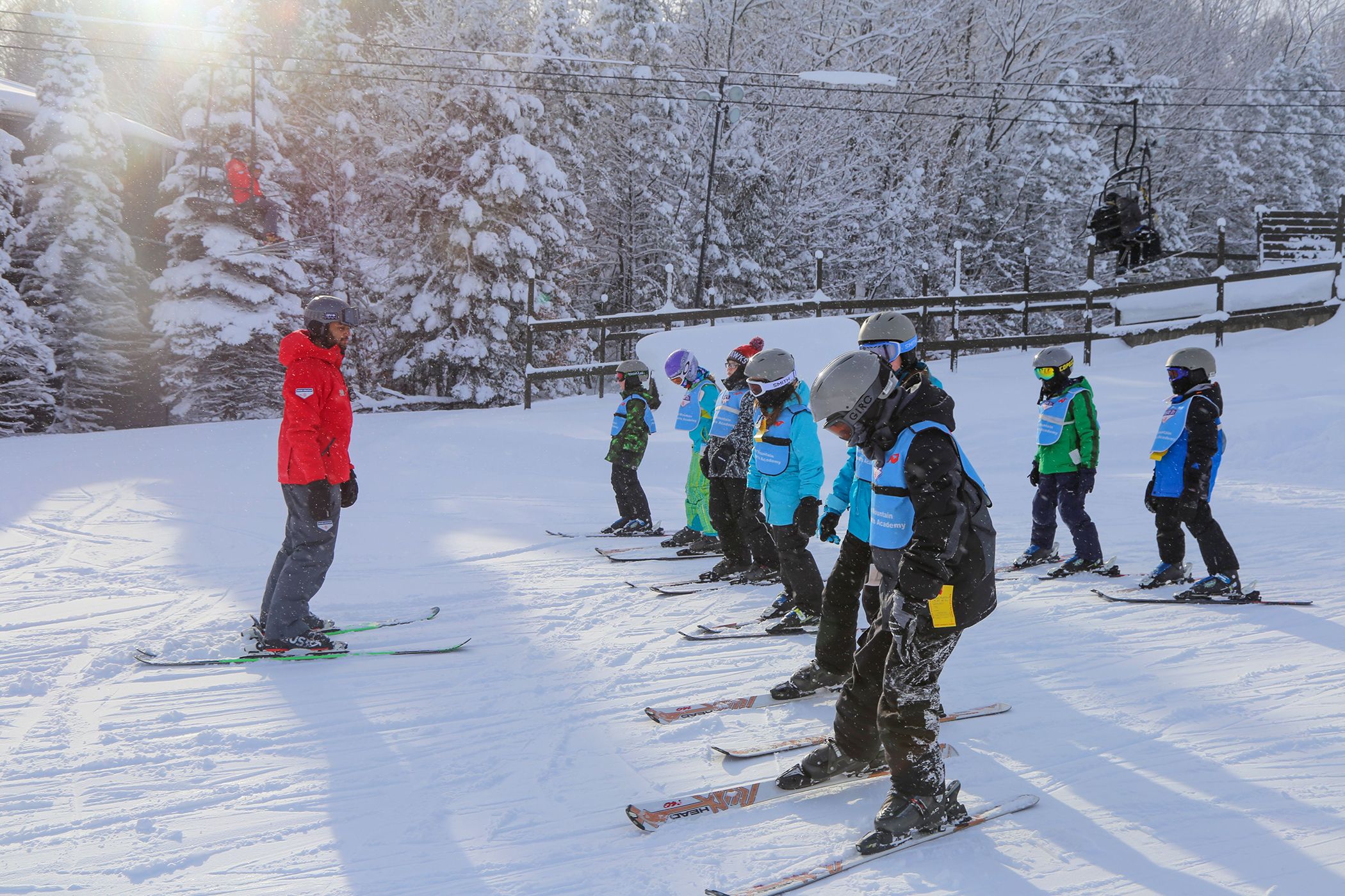 group ski lesson with instructor