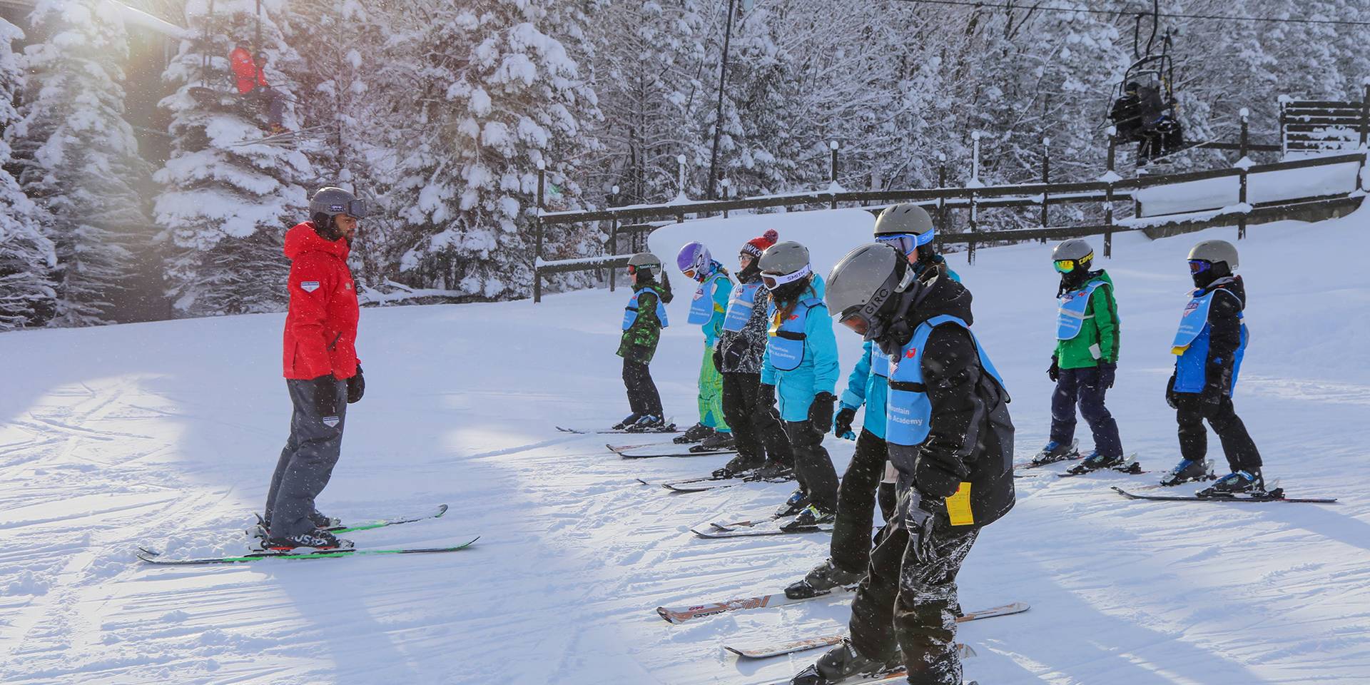 Group ski lesson with instructor