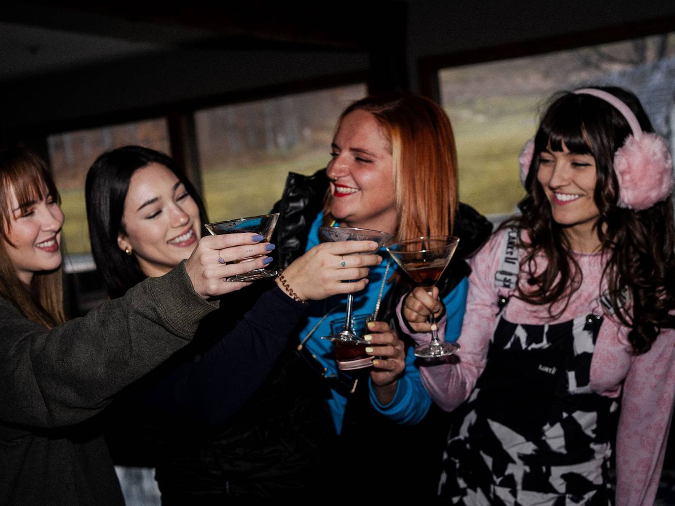 ladies cheersing drinks in the Snowflake Lounge