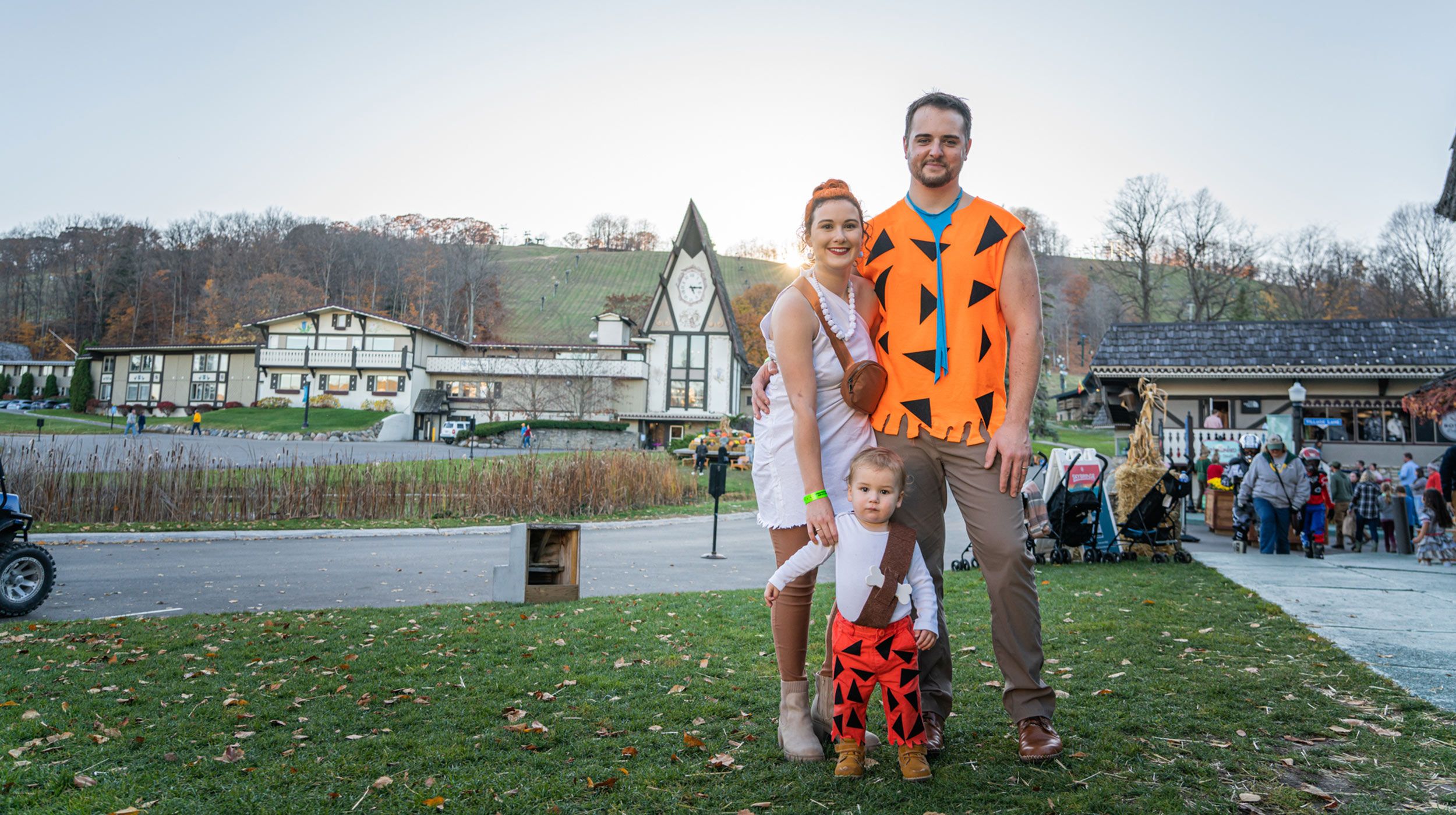 Family dressed up like the Flinstone family