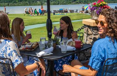 people having lunch at the beach house