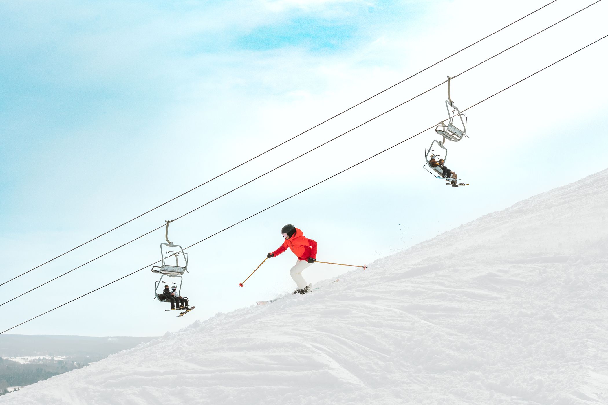 woman skiing meadows