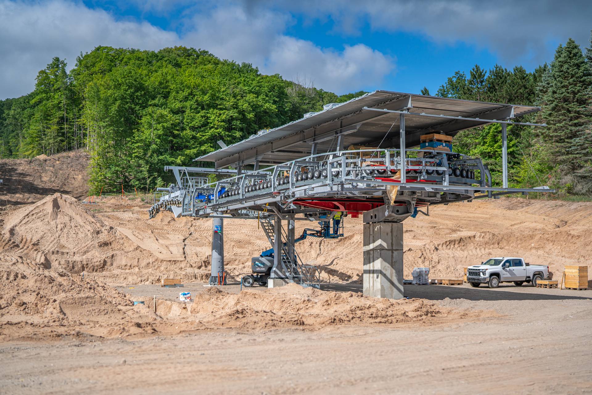 Progress of Disciples 8 being built, seen from the base of the mountain