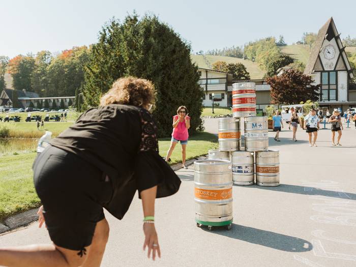 ladies keg bowling at skitoberfest