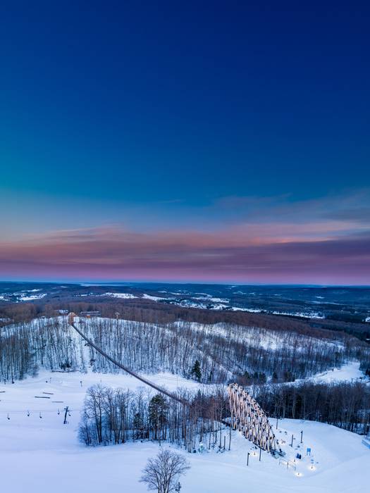 SkyBridge in the winter during sunset