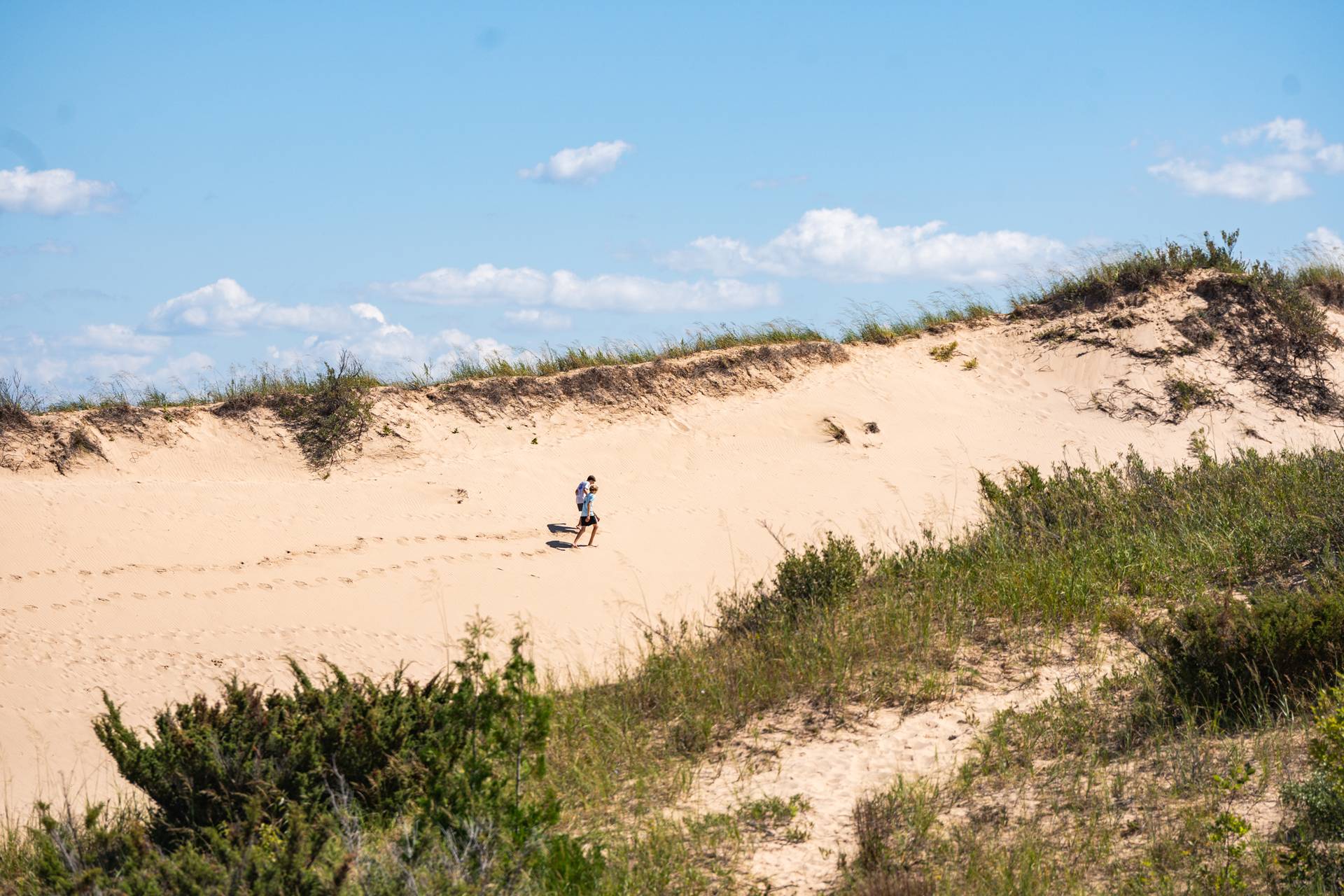 people hiking sleeping bear dunes