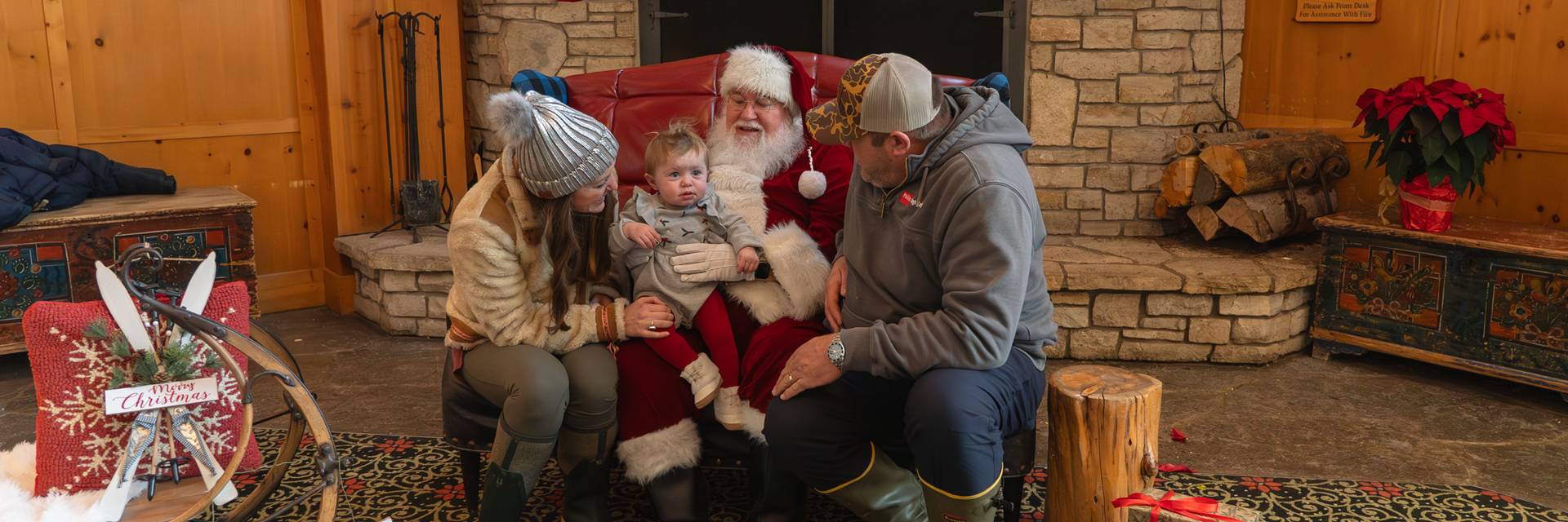 family with Santa at Boyne Mountain