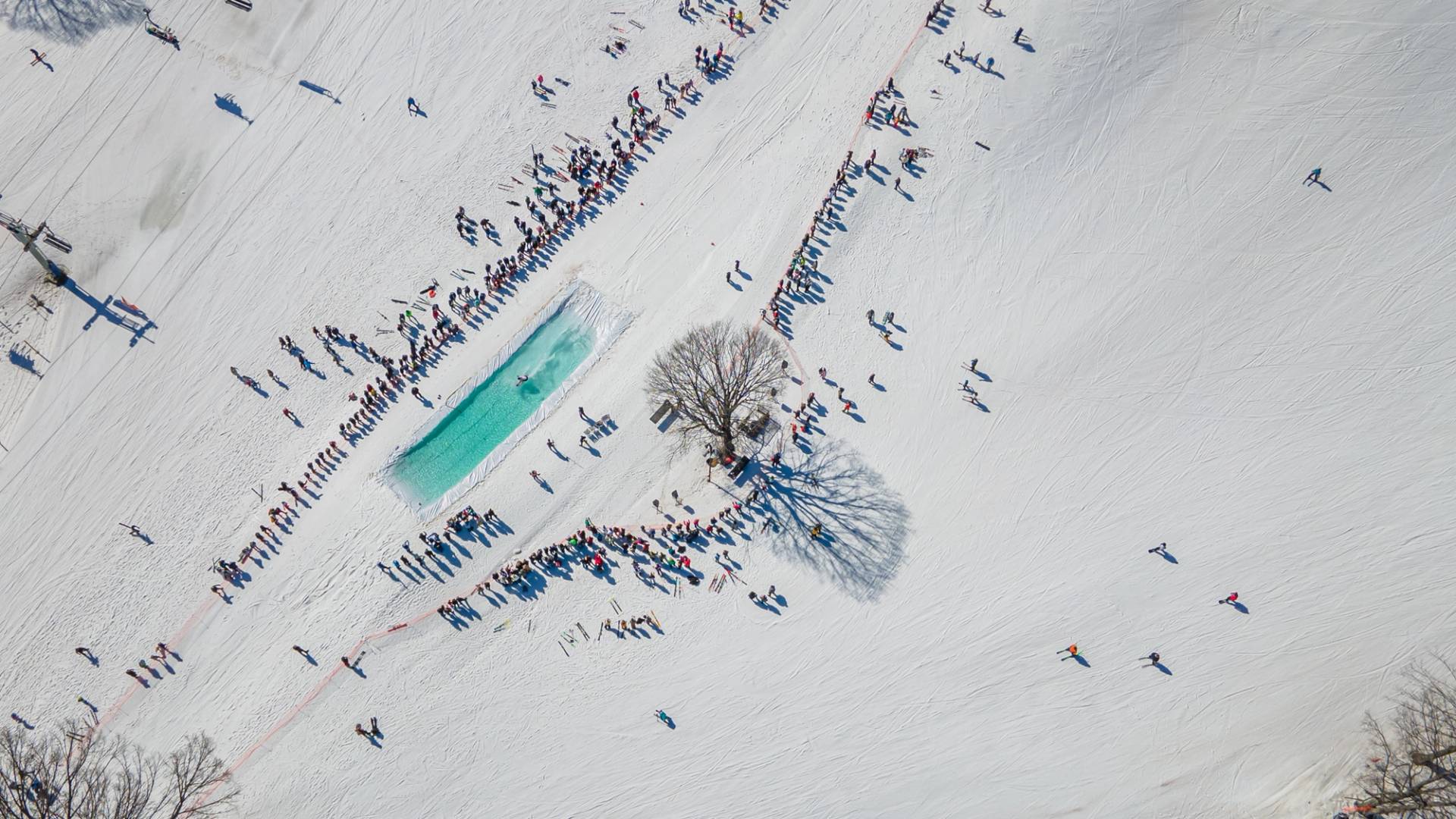 Aerial view of the slush cup