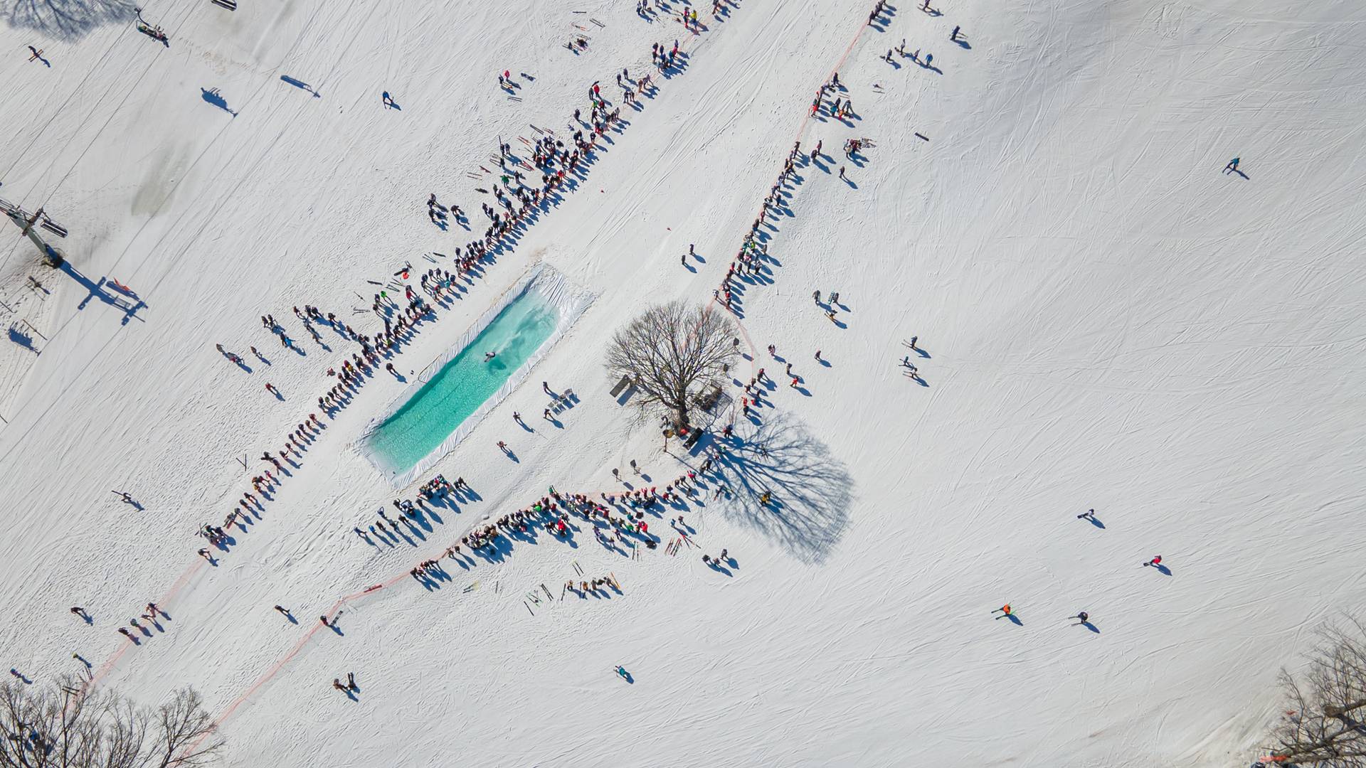 Aerial view of the slush cup