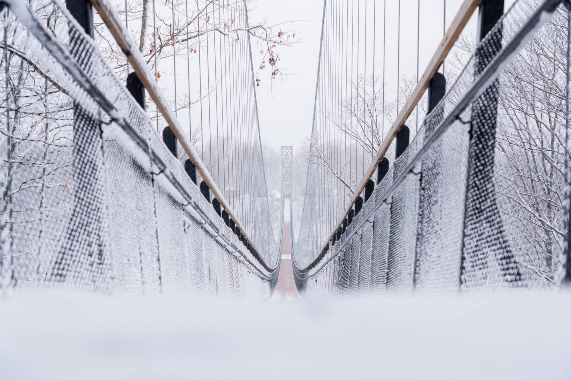 SkyBridge Michigan covered in a fresh blanket of snow