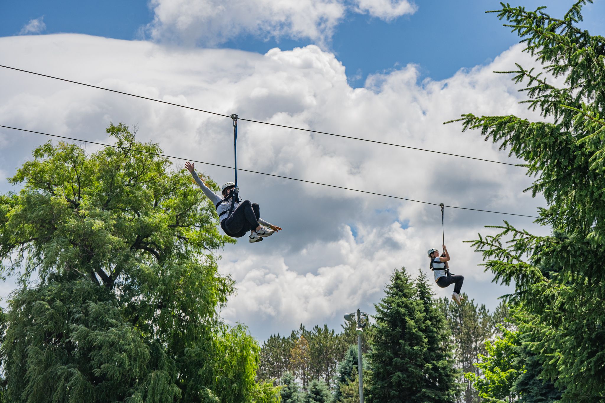 mother daughter duo on zipline