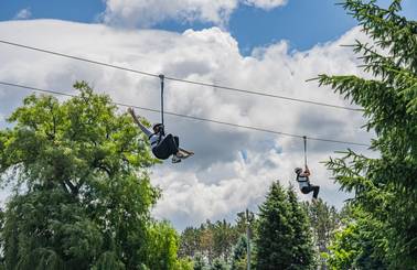mother daughter duo on zipline