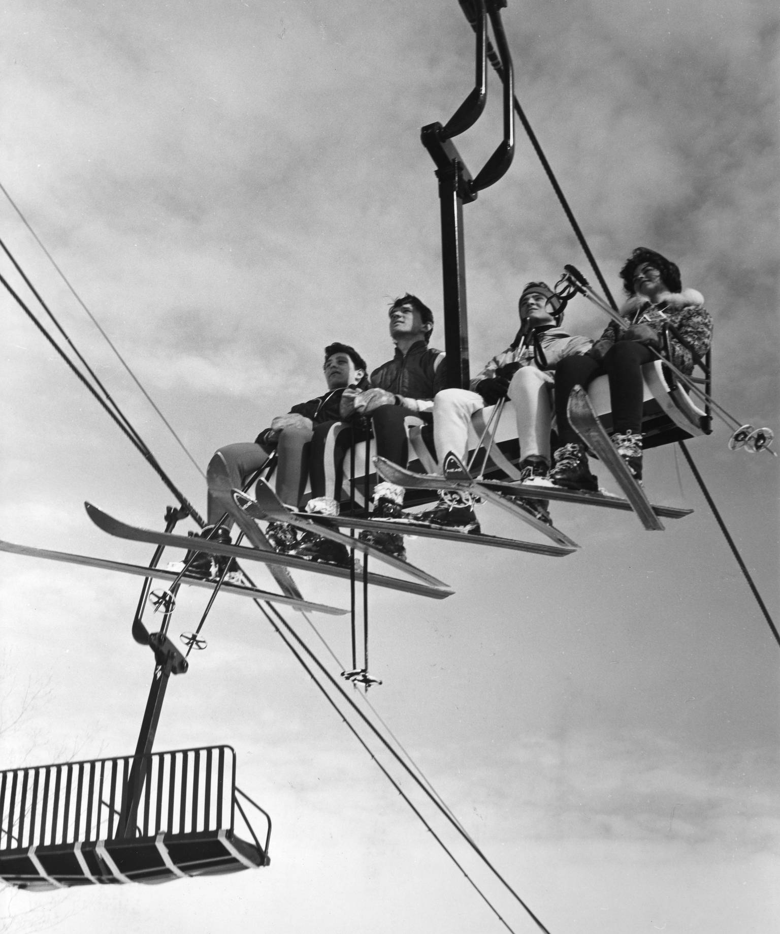 Riding Meadows chairlift that is one of first four place chair lifts.