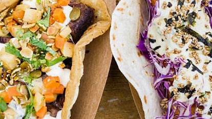 Two tacos from Happy's Tacos