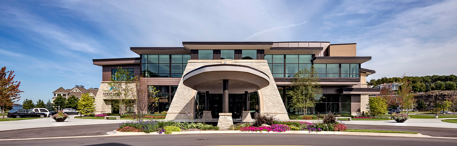 Outside of Great Lakes Center For The Arts in Bay Harbor.