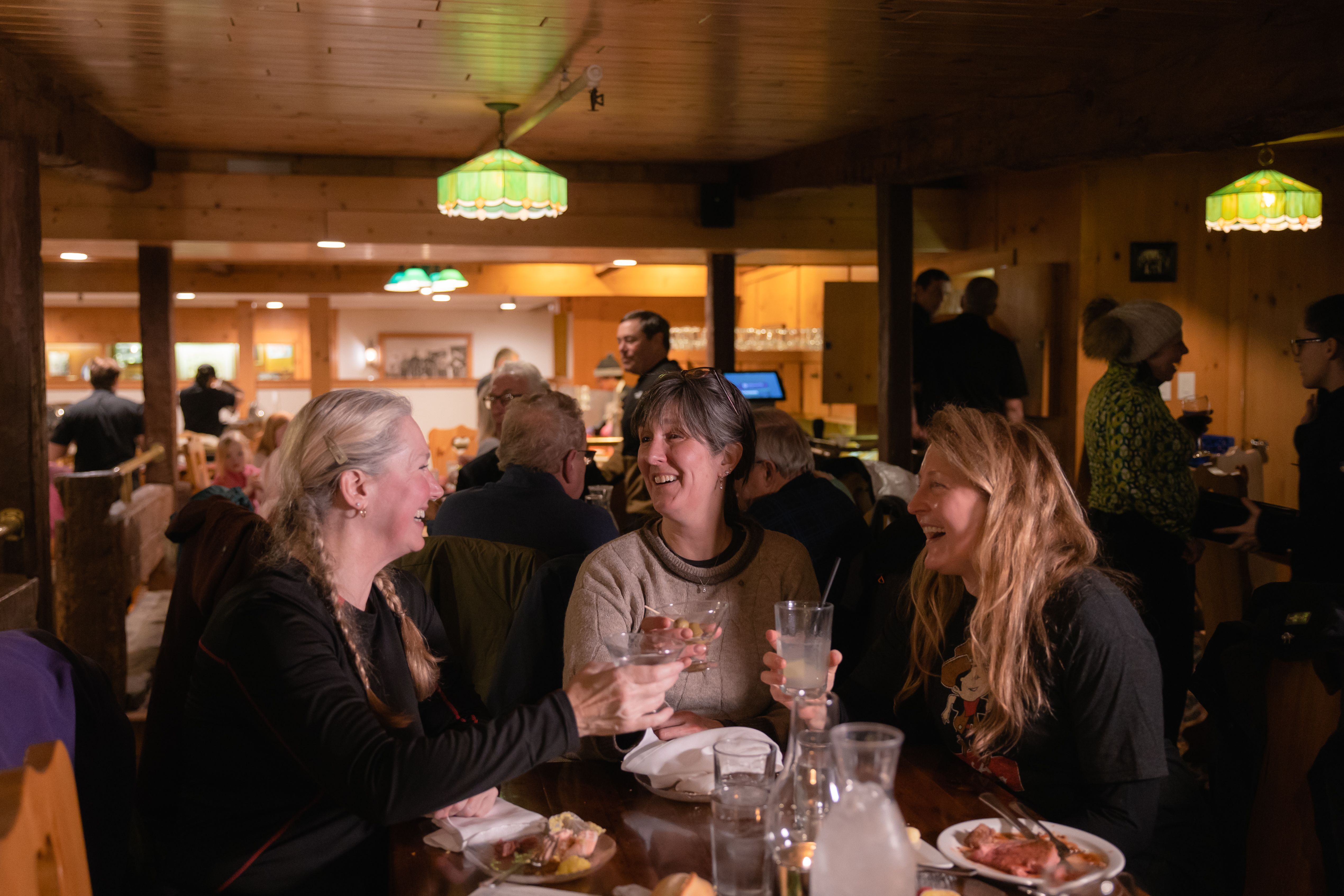 Ladies enjoying meal at Stein Eriksen's